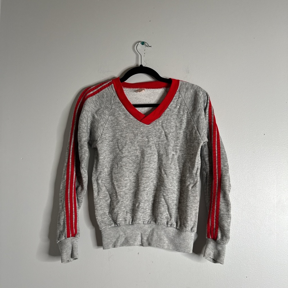 Vintage athletic stripe grey sweatshirt